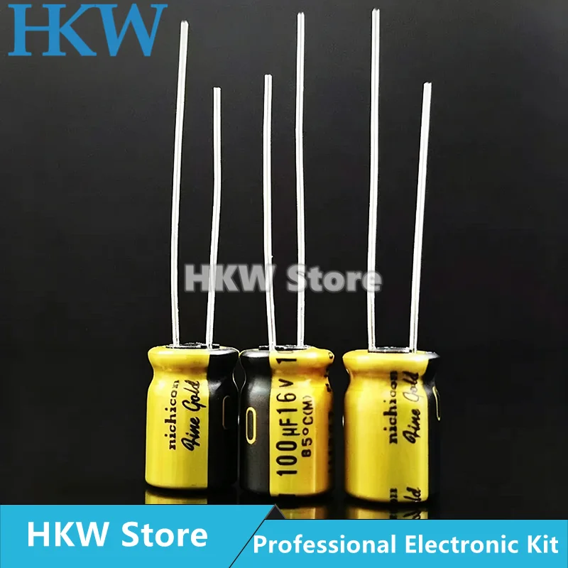 10pcs/lot  Nichicon FG Series Fine Gold 10uF 100uF 220uF 470uF 3300uF 16V HiFi Audio Capacitor 20% 10uF16V 220UF16V 470UF16V