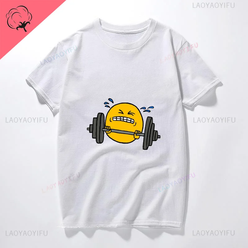 Fun egg fitness weightlifting print hip hop street wear fashion casual summer men women universal round neck short sleeve Tshirt