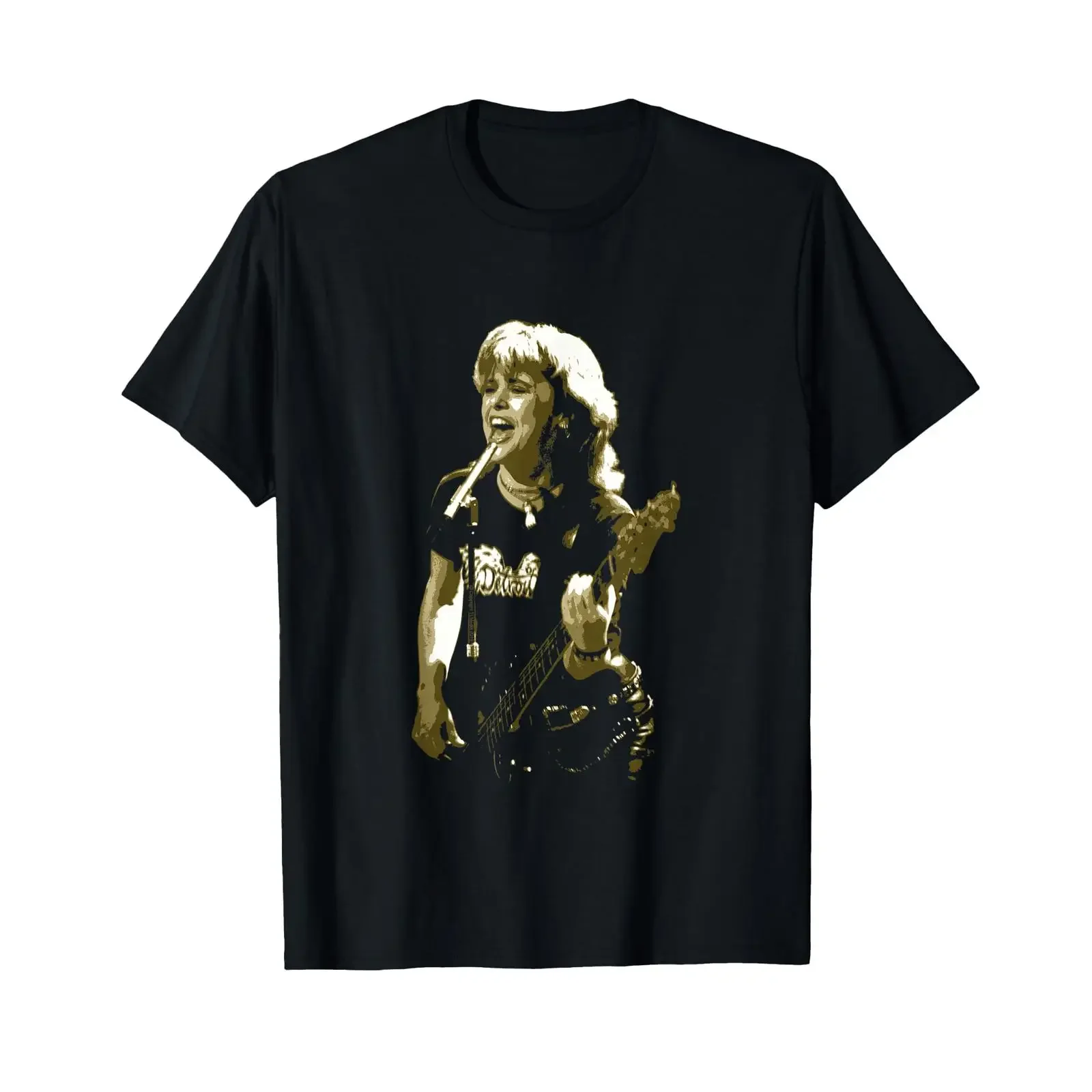 TV Times Suzi Quatro Live T-Shirt Schwarz S EU 41 Vintage Gewaschen Leicht modisch Vielseitig Weich Herren Bequem Lässig Unisex