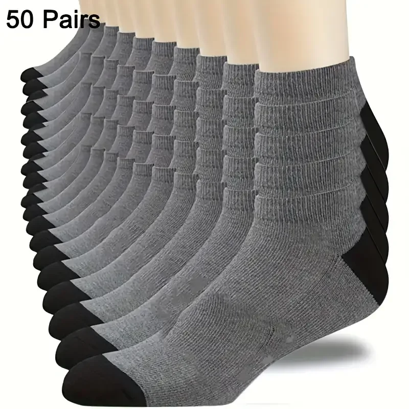 50 pairs of men's breathable color-matching socks no-wash stylish comfortable low-top socks