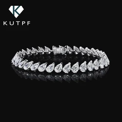 Certified 0.5carat Pear Cut Moissanite Diamond Tennis Bracelets for Women 925 Sterling Silver Waterdrop Shape Wrist Chain