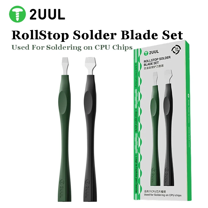 2UUL DA19 Anti‑Roll Tin Scraper Set, Glue Remover Tool for Motherboard CPU IC Hard Disk Chip Phone Repair