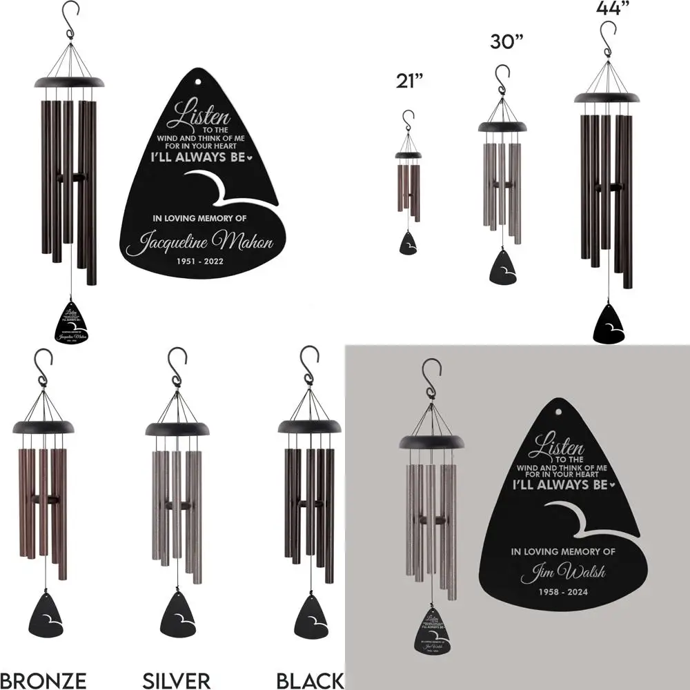 

personalized listen to the wind memorial wind chime (30" black)