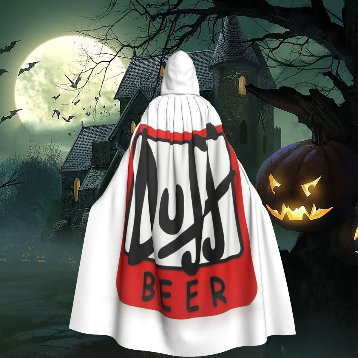 Duff Beer Long Hooded Cloak Witch Medieval Costume Cosplay Cape HalloweenParty Adult Unisex