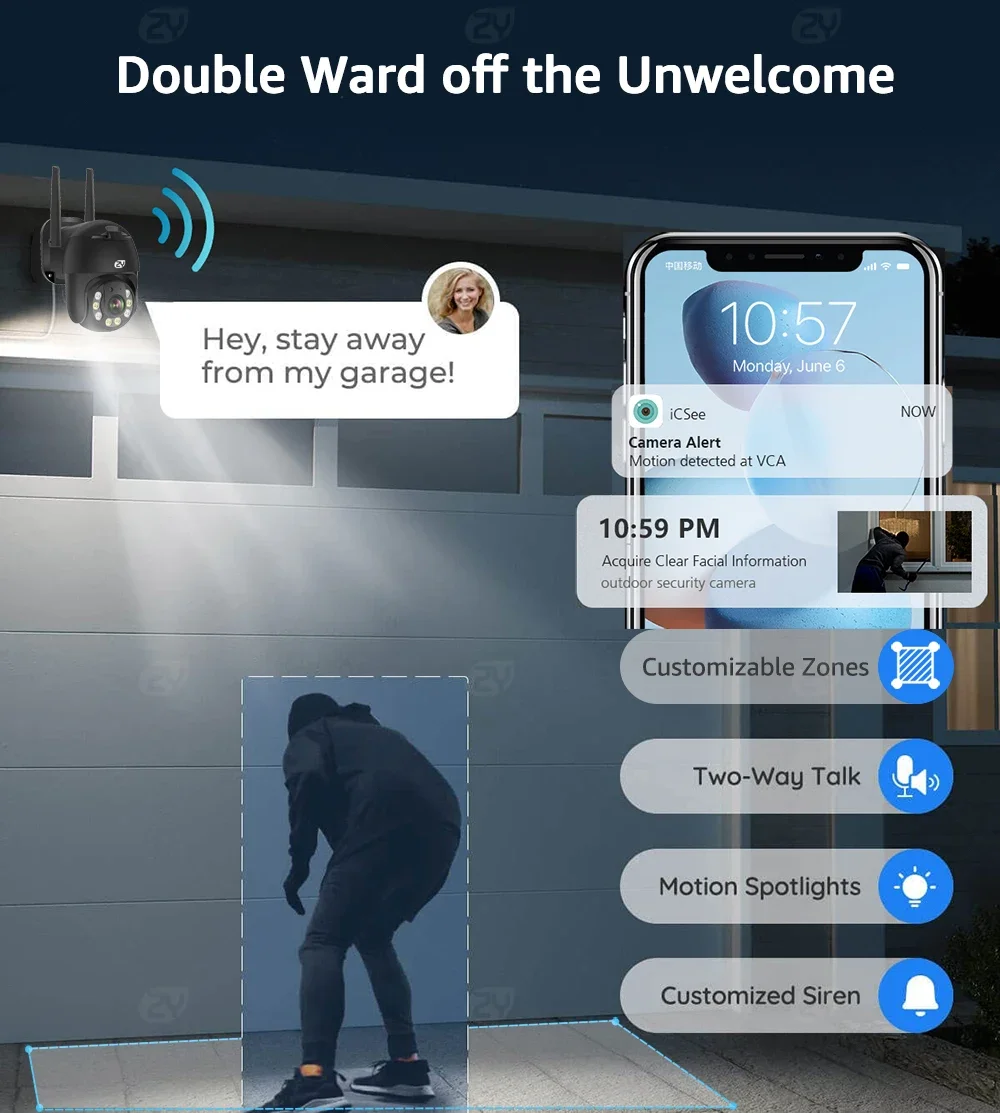 FHD 1080P Wifi PTZ IP Camera Outdoor Color Night Vision Auto Tracking Wireless Speed Dome Camera CCTV Video Surveillance Cameras