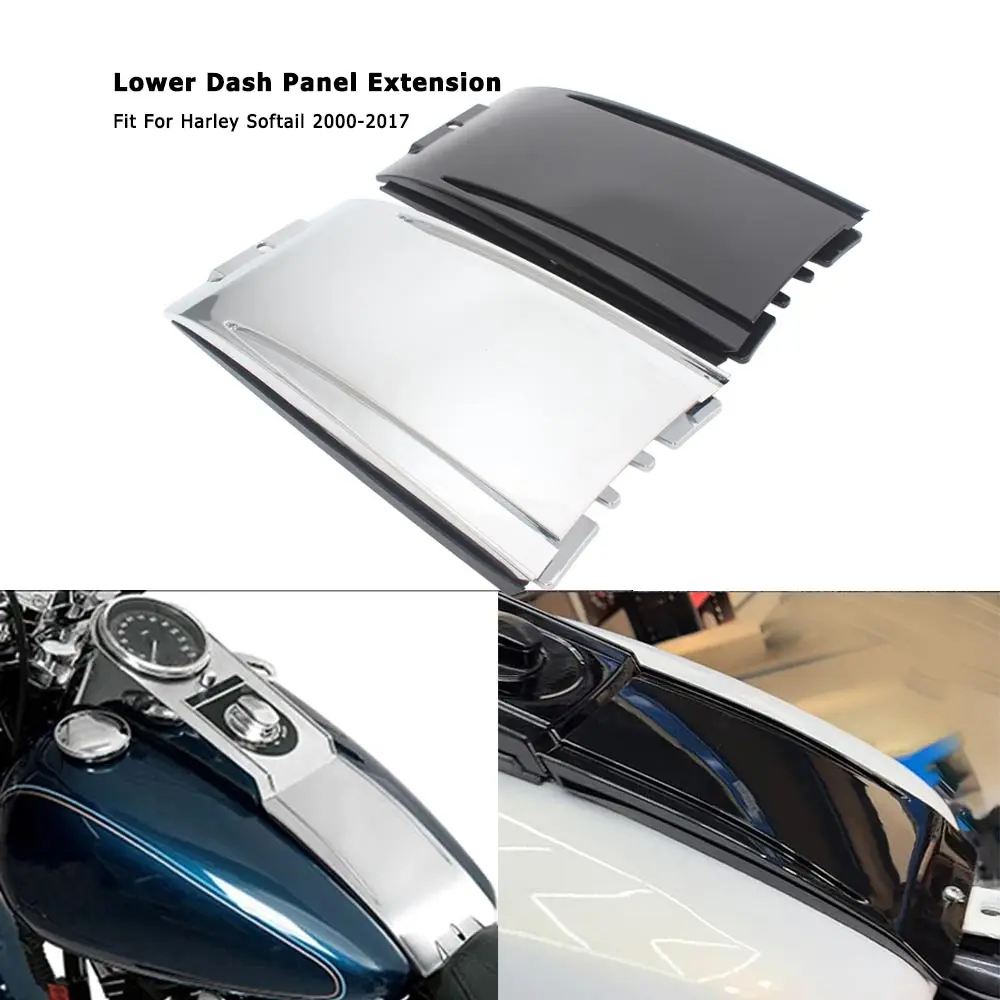 Motorcycle Black/Chrome Lower Dash Panel Extension For Harley Softail Fatboy Night Train Heritage Standard Deluxe 2000-2017