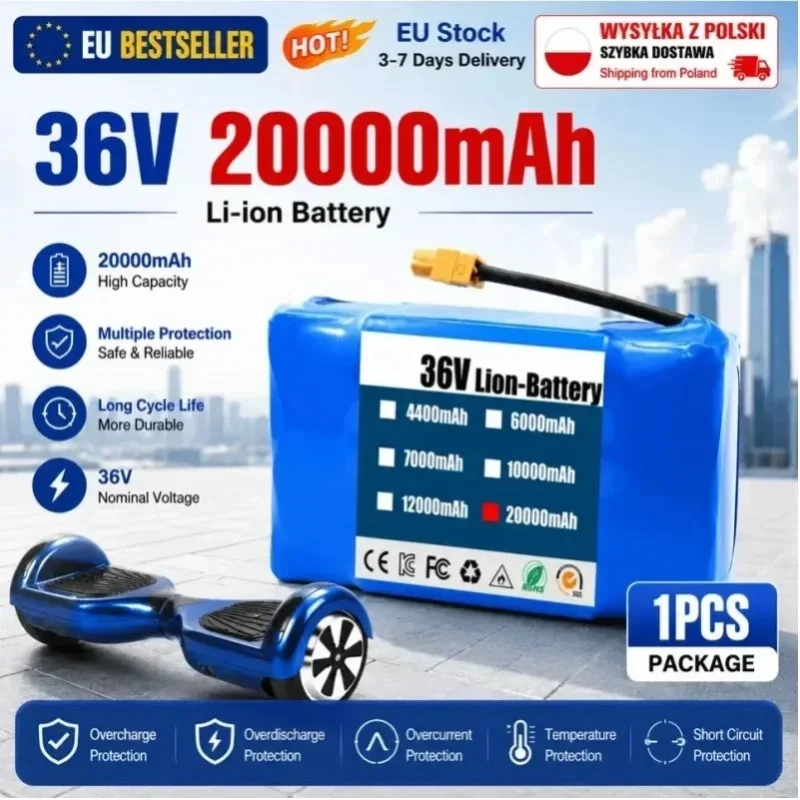 Original 36V 20000mAh 10s2p Akkupacks Wiederaufladbare Lithium-Ionen-Batterie für Elektrischen Selbstbalancierenden Roller Hoverboard Einrad