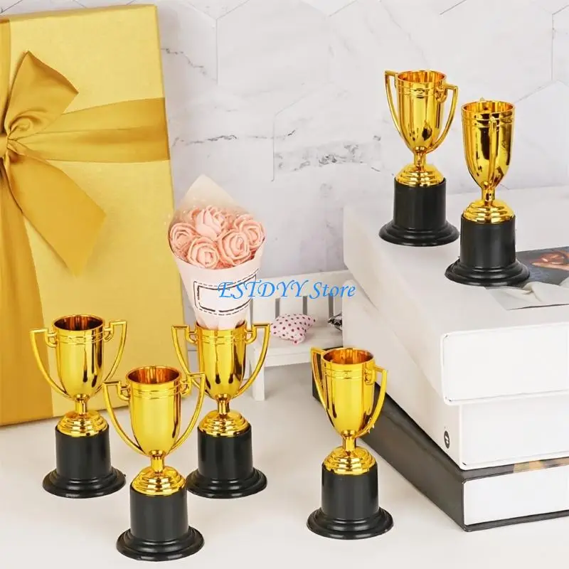 G6DE 6Pcs Soccer Medals Prize Cup Golden Competition Award Trophies