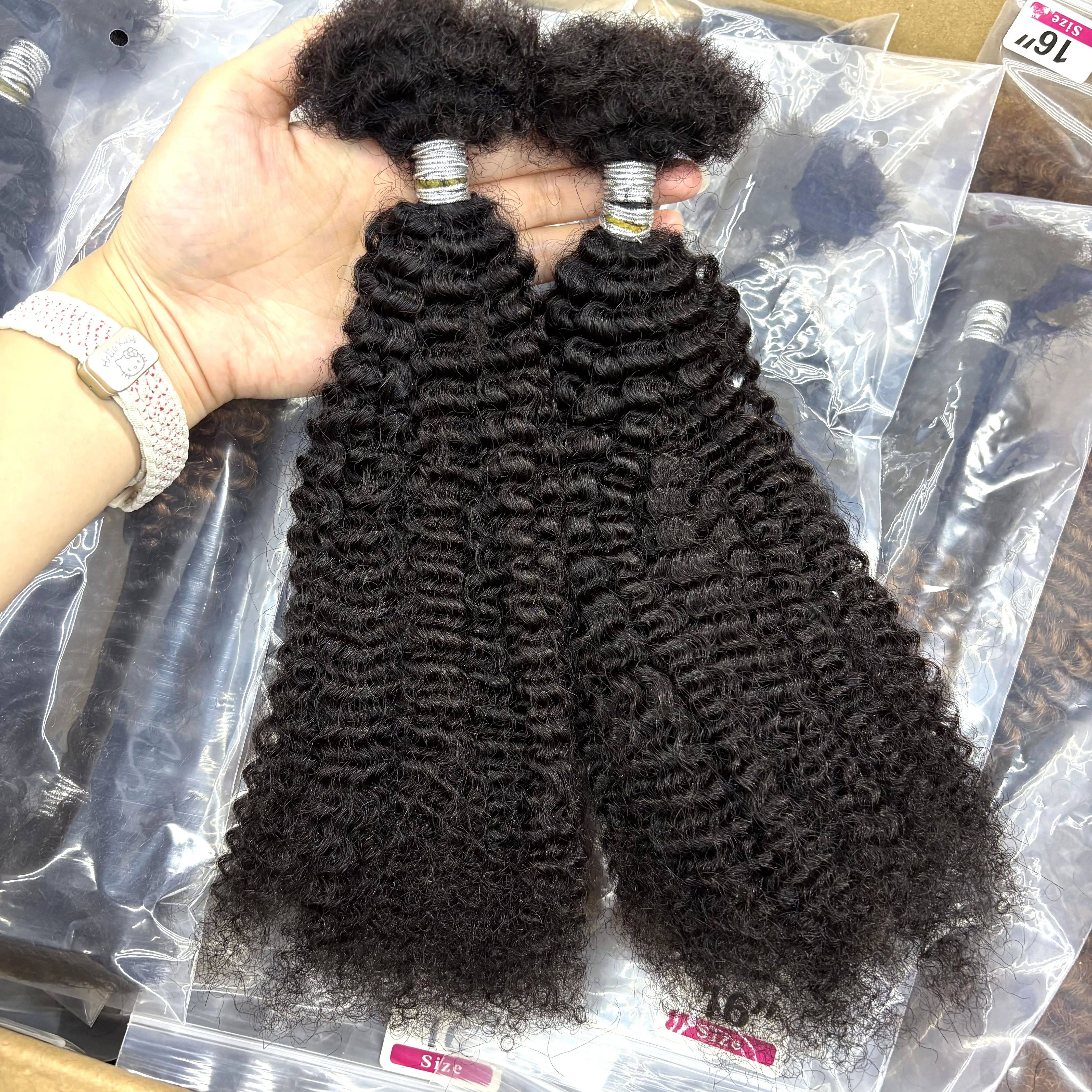 16inch 30g/Pack Natral 4C Afro Kinky Curly Human Hair Bulk Extensions No Weft for Permanent Micro Locs/Twists/Braids/Repair Locs