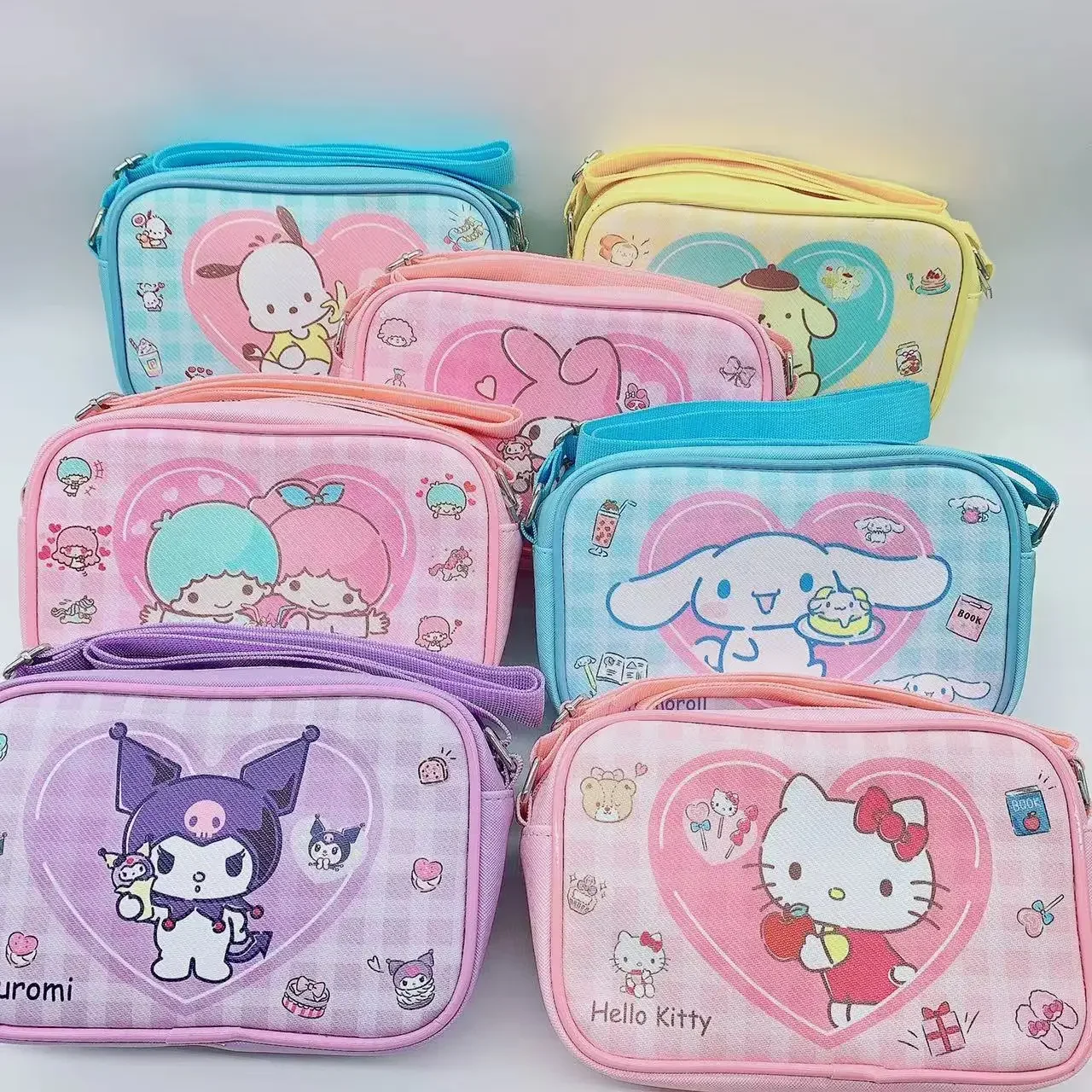 

Sanrioed Kawaii Anime Cartoon series Kuromi Cinnamoroll Creative high-value cute girl oblique cross bag children's holiday gift