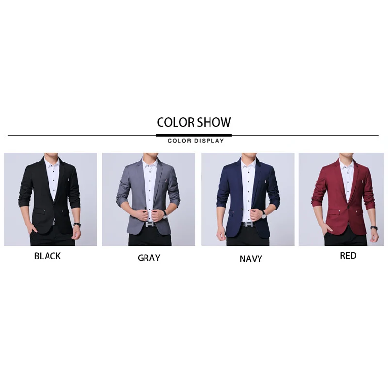 BROWON 2026 New Spring Autumn Men Suit Jacket Mens Korean Slim Fit Solid Color Smart Casual Work Clothing Men\'s Suits Blazers