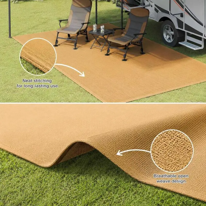 Tapis de camping respirant 3 × 6 m en PEHD – sable