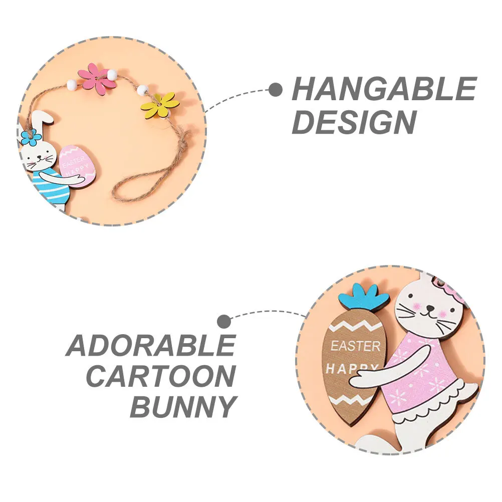 

3Pcs Easter Bunny Hanging Ornaments Wooden Rabbit Decorations Easter Party Decorations Bunny Pendant Hanging Decor