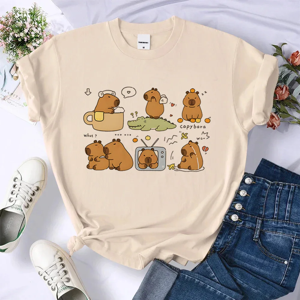 Capybara top tees teen Grunge Comfortable Retro Graphic t shirt Breathable Vintage Classic Trendy Digital