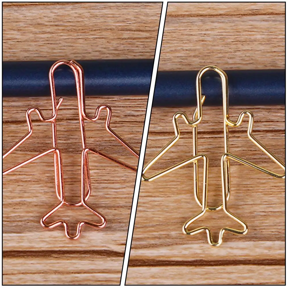 24 Pcs Binder Office Paper Clips Airplane Paperclip Iron Wire Plating Paperclips