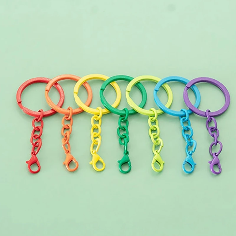 10Pcs Colorful Key Ring Key Chain Round Split Keyfob Keyrings With Jump Ring for Keychain Pendant DIY Jewelry Making Accessories