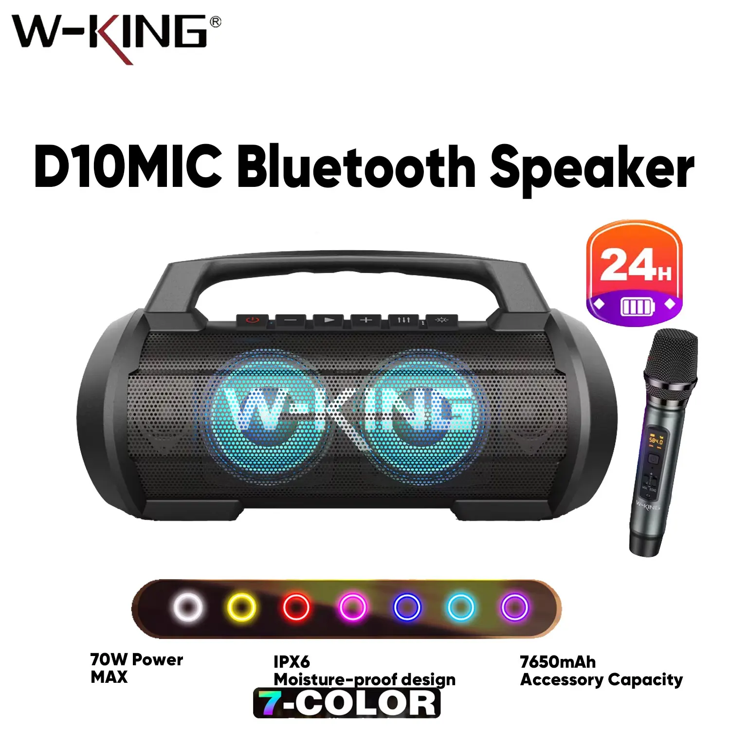 W-KING 70W Wireless Bluetooth Speaker With Wireless Microph…