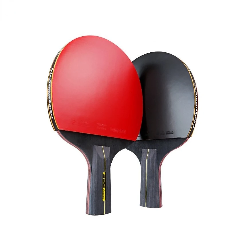 Conjunto de raquete de tênis de mesa profissional Ping Pong, espinhas em borracha, alta qualidade, lâmina Bat Paddle com saco, 6 estrelas, 2pcs