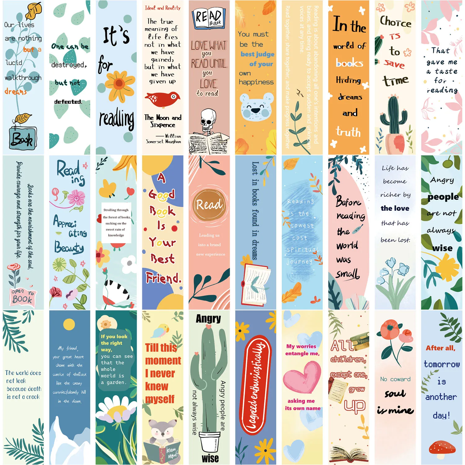 Lendo o tema Bookmarks, Páginas simples, Livros Etiqueta, Cartões de papel, Estudantes Use, Presentes criativos Decorar, DIY Páginas, 30pcs