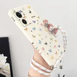 E DGE 40 Mini Butterfly Lanyard Silicone Phone Case For Motorola Moto EDGE 40 50 30 40Neo 50Ultra 50F EDGEPLUS E22 E20 E32 Cover