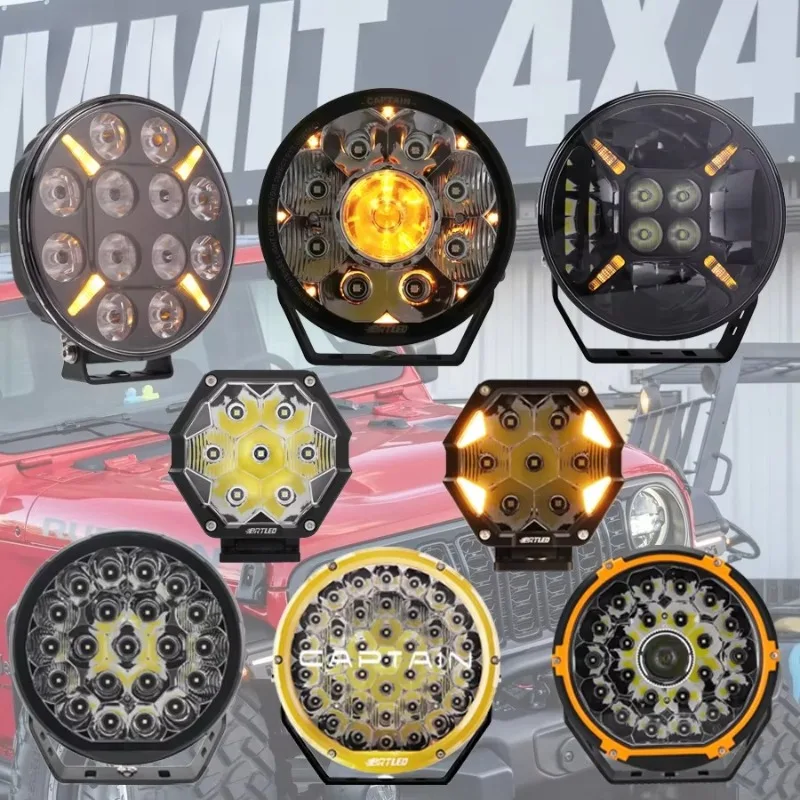7 Inch Led Headlight BRTLED Round Auto Truck Offroad Driving Combo Amber White Drl 100w Car Led Lights