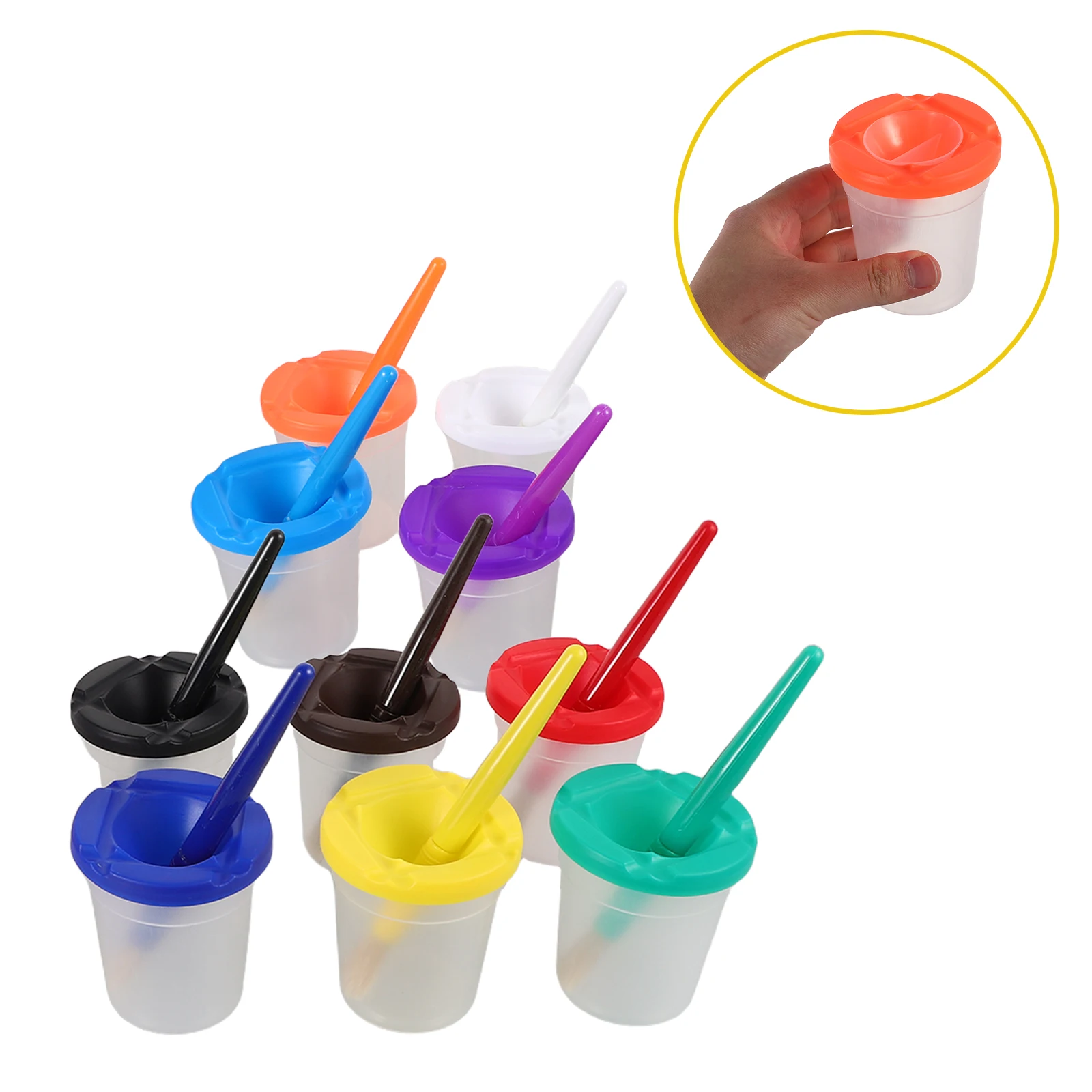 

Spill Proof Paint Cups Painting Pen Wash Kit Other Art Supplies with Lids for Kids Baby