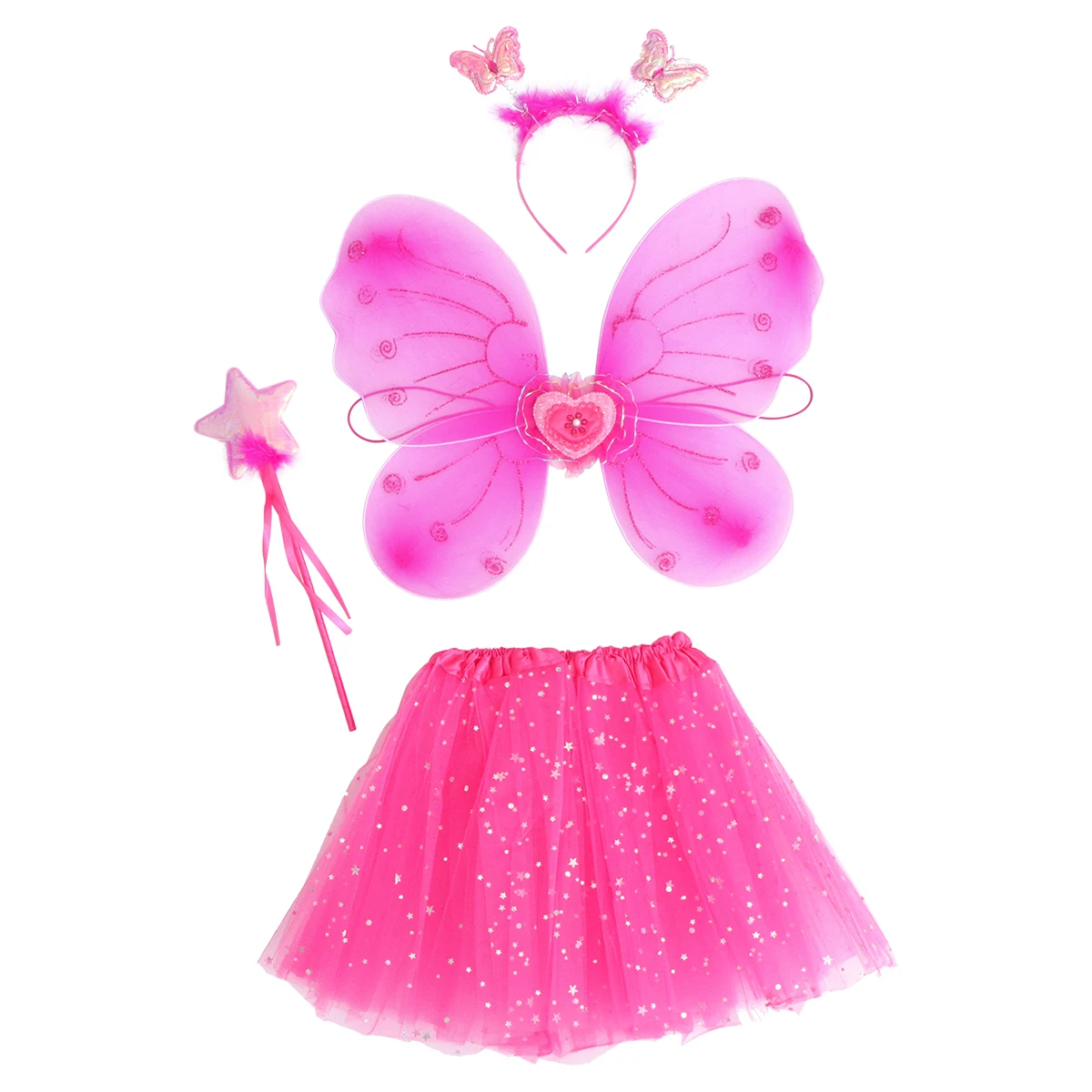 

Butterfly Wings Piece Set Kids Costume Fairy Performance Dress Outfits Girls Dress Costumes Fabric Performance