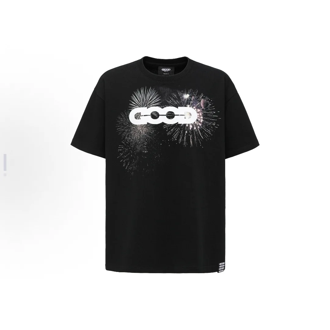

2026 Goodbrand модная летняя футболка с фейерверком и стразами с логотипом премиум-класса, роскошная футболка с короткими рукавами для мужчин и женщин