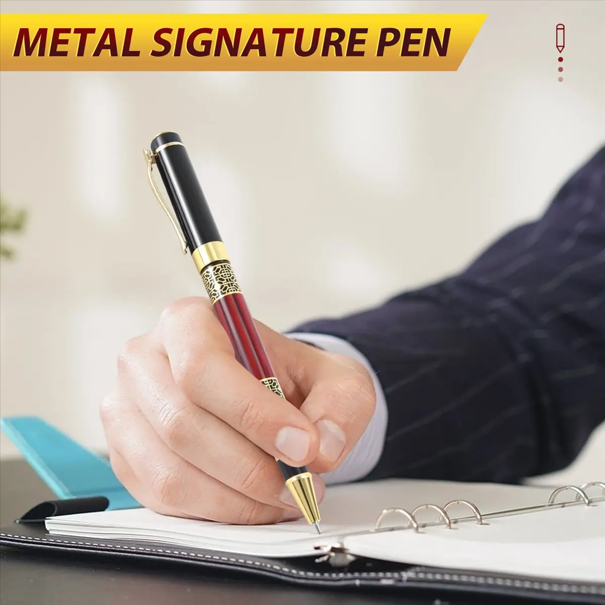 HITL Chinese Classical Roller Ball Pen Elegant Golden Metal Ballpoint Pen for Office Business Signature School Student Gift