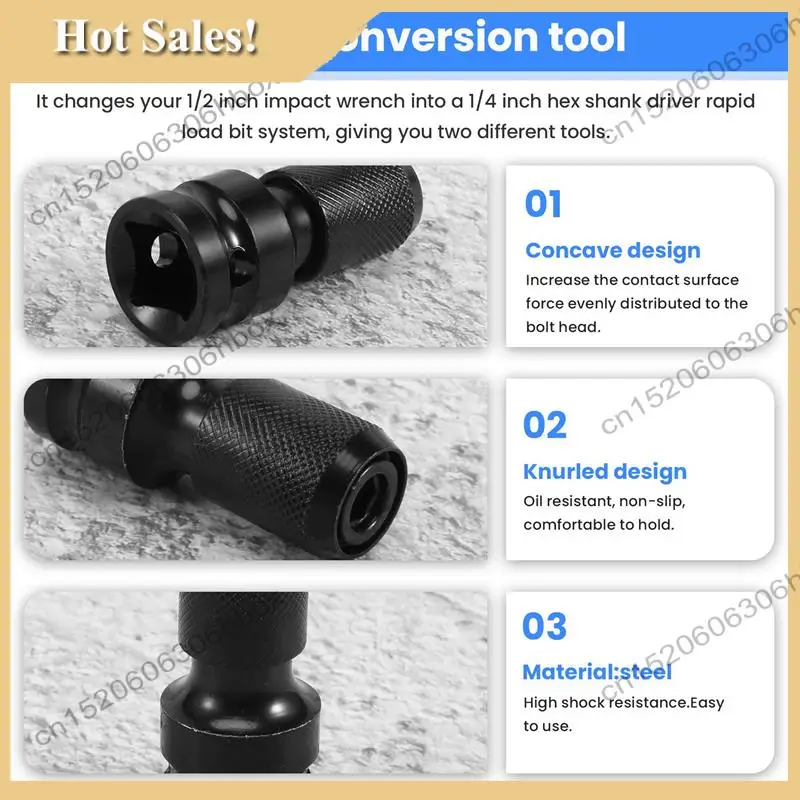 -HOPE 1/2 Inch Square To 1/4 Inch Hex Ratchet Socket Wrench Socket Adapter Spanner Set Drive Converter Impact Tool