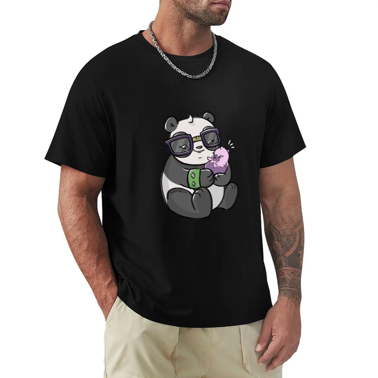 

Panda & Hamster (purple) T-Shirt anime t shirts Man t-shirt clothes blacks mens plain t shirts