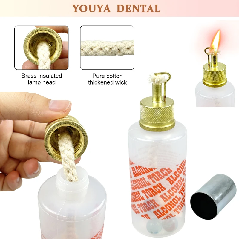 

1pcs Dental Alcohol Lamp Chemical Wax Type Clcohol Lamp Denture Empty Plastic Alcohol Bottle Dental Laboratory Tools