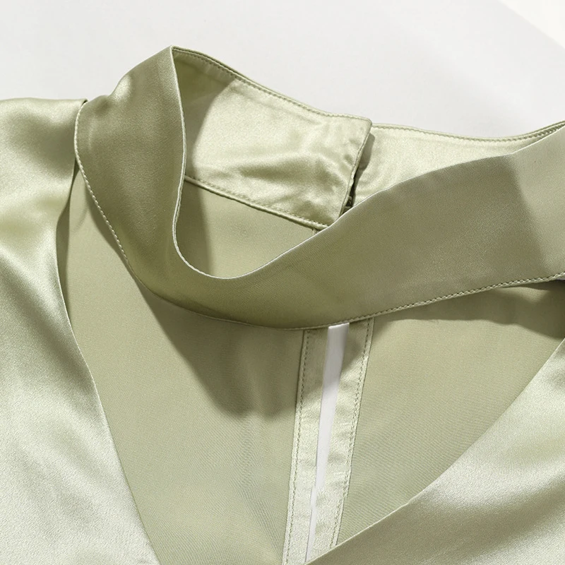 100% Mulberry Silk Blouse Women Long Sleeve V-Neck Shirt Summer Elegant Office Lady Top Luxury Satin Workwear