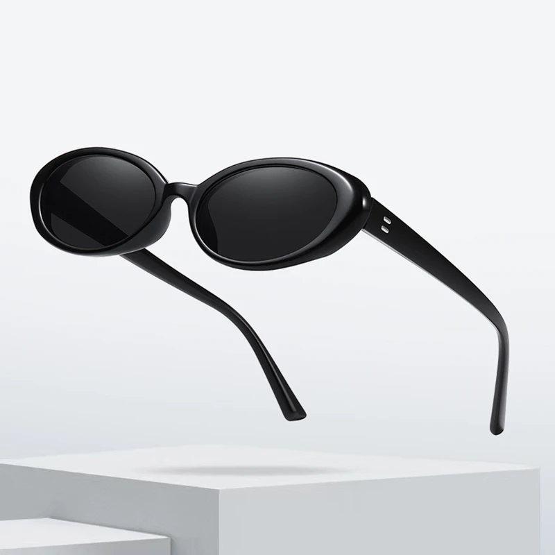 Luxus Cat Eye Sonnenbrille Frauen Retro ovale schwarze Sonnenbrille Damen Mode kleine Fahr schirme Outdoor-Brille uv400 – Detail 1