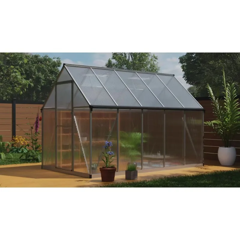 

portable outdoor aluminum greenhouse with polycarbonate panels for home backyard flower and plant gardening relaxation space