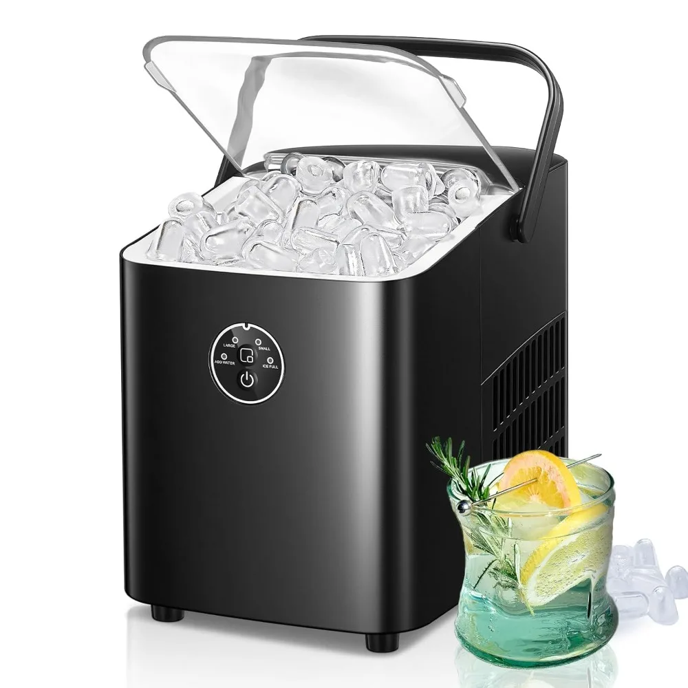 Ice Maker Countertop with Handle, 28lbs in 24H, Self-cleaning, Ices Ready in 6 Mins, Ices Scoop & Basket, Ice Machine