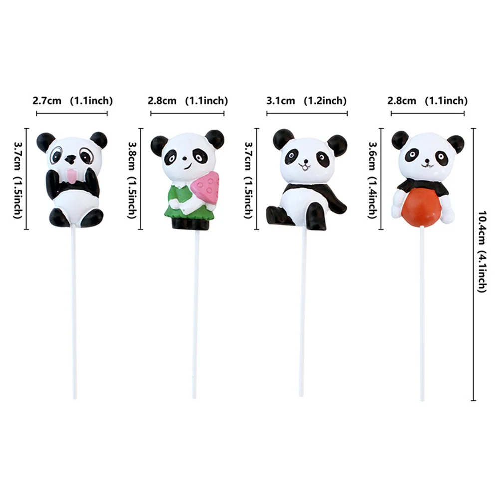 4Pcs High Class Resin Panda Cake Toppers Safe for Birthday Party Decoration Panda Cake Toppers Cupcake Topper Party Supplies