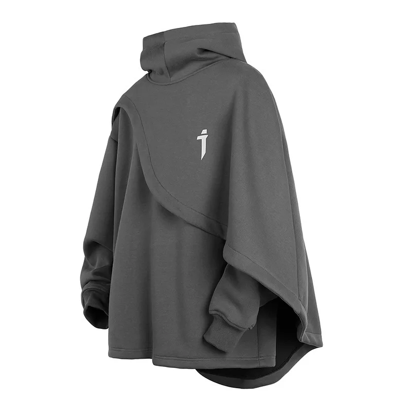 

Autumn Heavyweight High Neck Hoodie For Men And Women Fake Two Piece Hooded Cape Coat Custom Logo Available