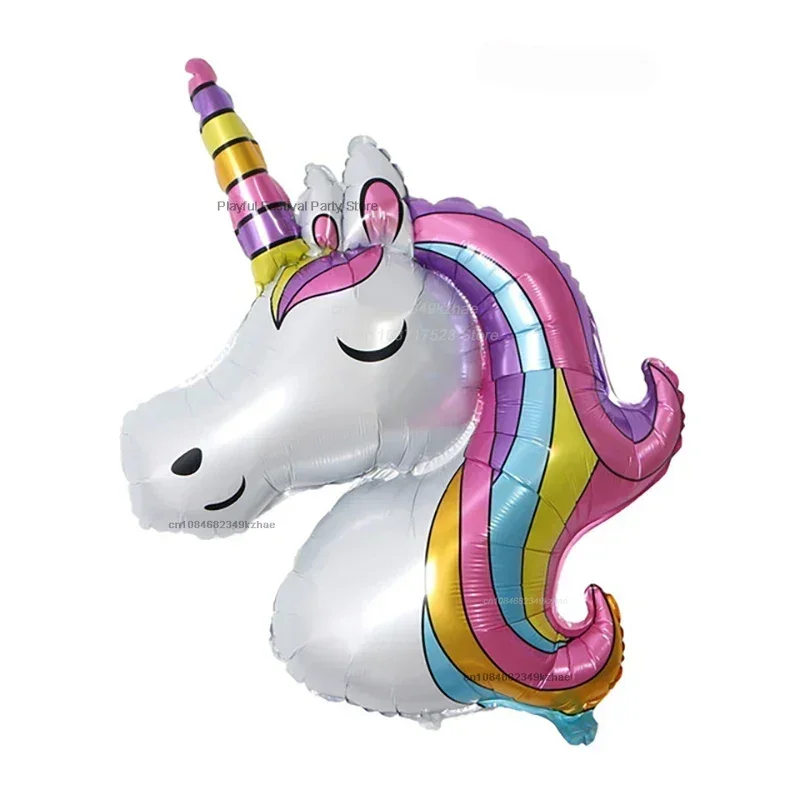 75x112cm Large Rainbow Unicorn Aluminum Film Balloon Unicorn Horsehead Balloon Children's Birthday Party Decoration