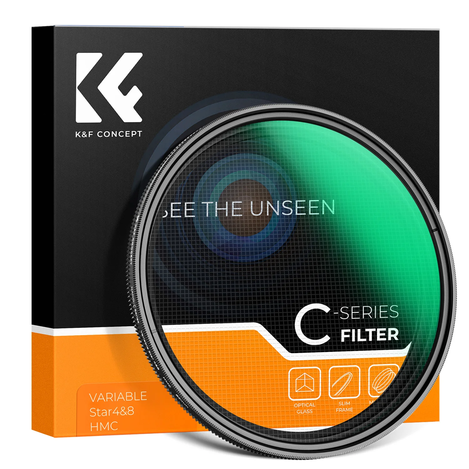 K&F Concept Variable 4-8 Star Filter 49-82mm Night Shooting Adjustable Camera Lens Super Slim With 3Pack Cleaning Cloth