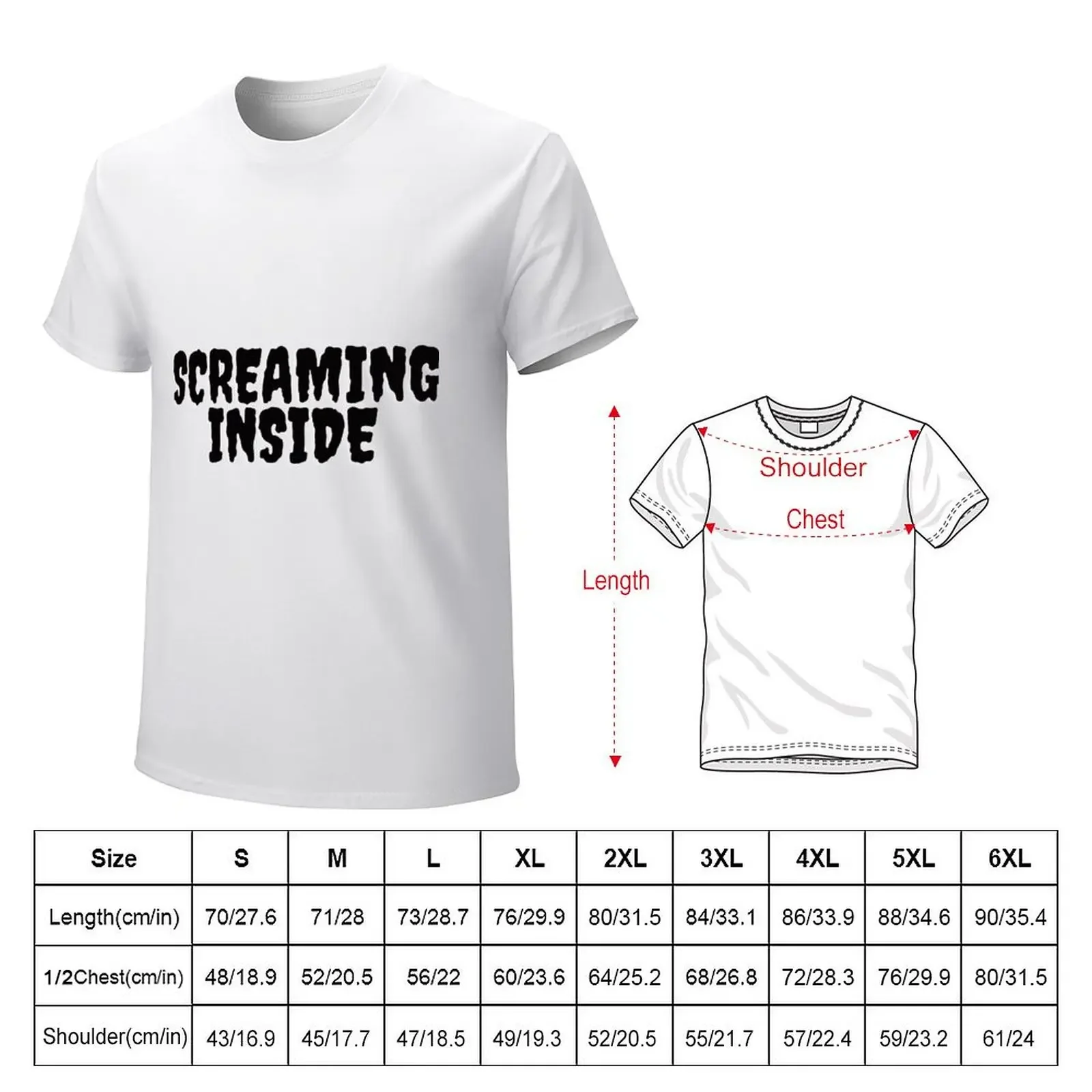 Screaming Inside T-Shirt oversizeds anime clothes sweat boys whites sweat shirts, men