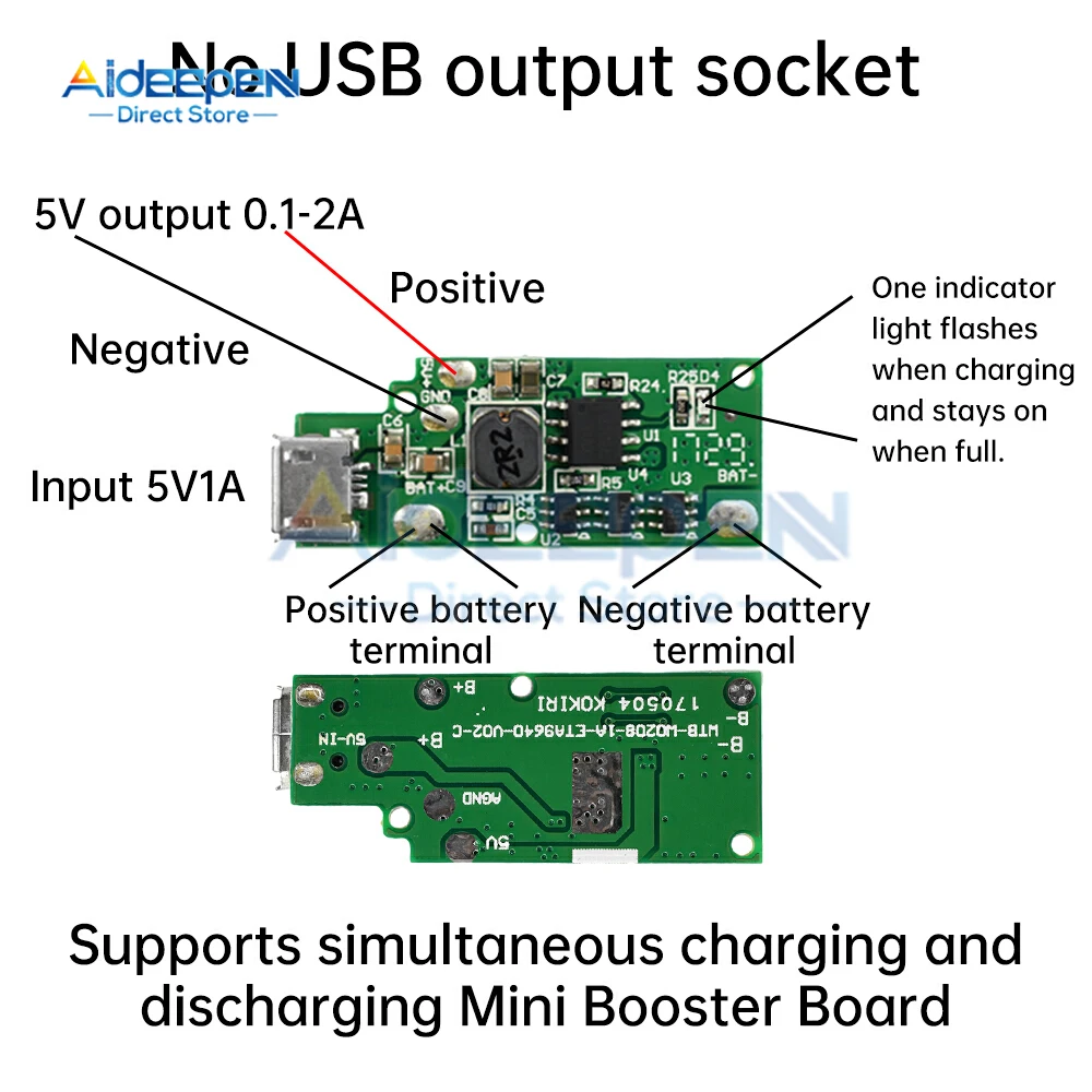 18650 Boost Charger Board 3.7V to 5V Micro USB Output With Over-Current/Voltage Protection DIY Mini Power Bank Module