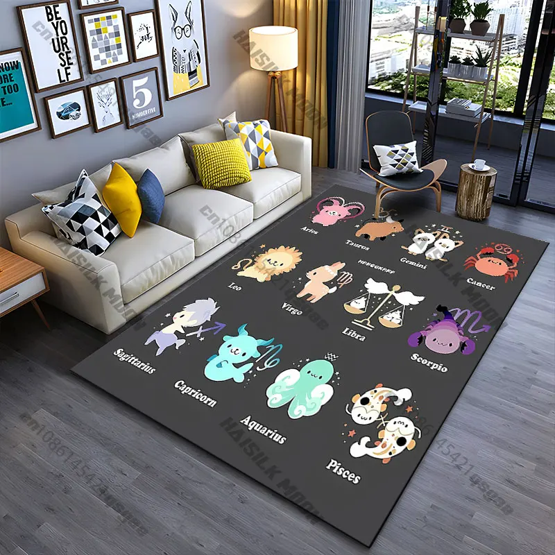 Cute zodiac signs illustration carpet Yoga living room room decor children's crawling mat doormat area rug games mat