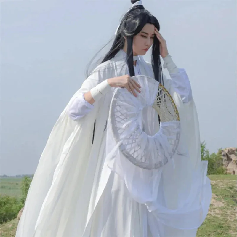 New 2025 Costume Anime Tian Guan Ci Fu Xie Lian Cosplay Xielian Wigs Men Women White Han Fu Outfit Hall ★ ★ ★ ★