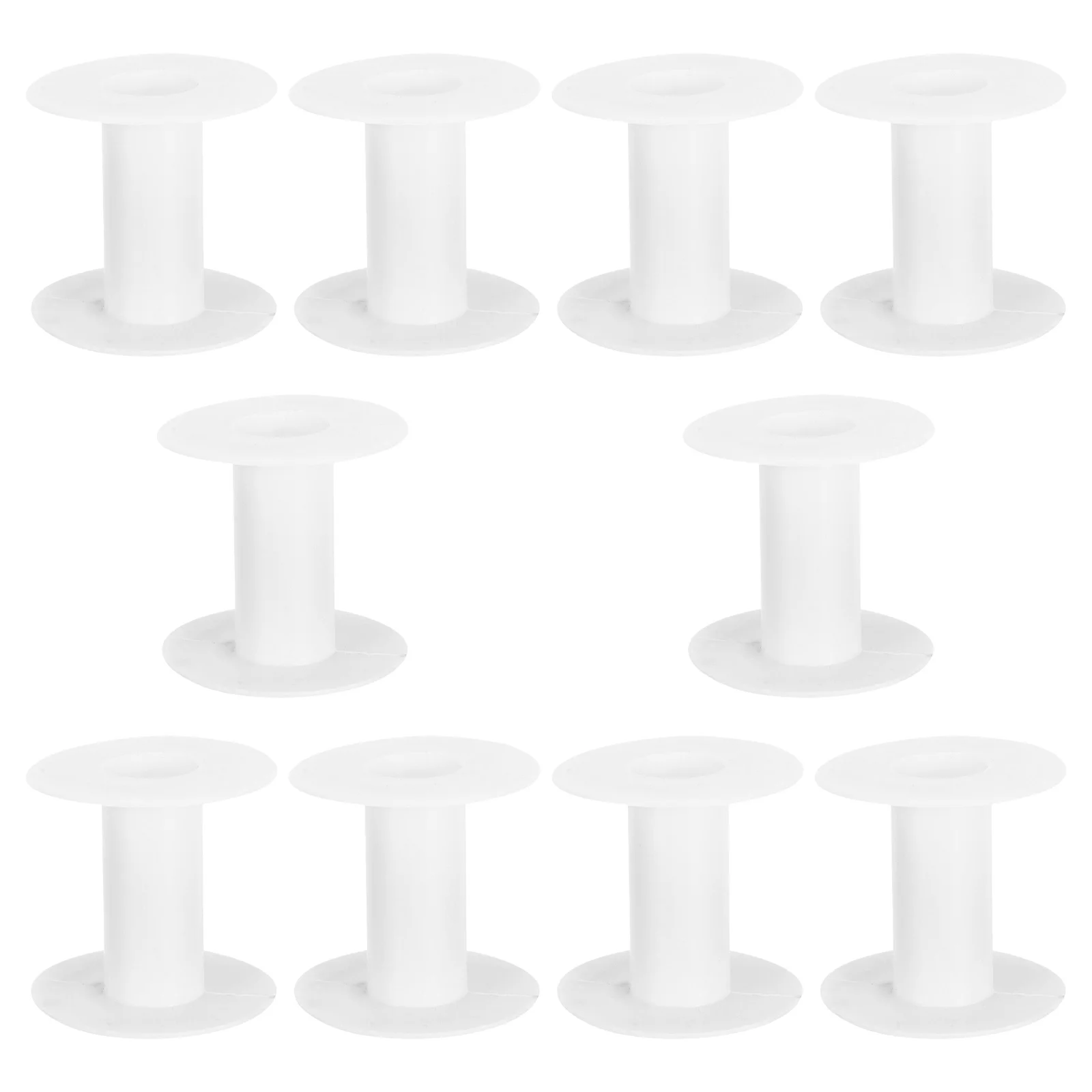 

10pcs Plastic Empty Spools Small Wire Bobbins For Embroidery Sewing Crafting Beading Projects White I-Shaped Cord Rope Holder