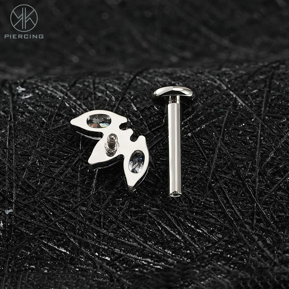 ASTM F136 Titanium Triple-Marquise CZ Stud Earring 16G 18G Cluster Cartilage Helix Tragus Lip Piercing For Women and Men