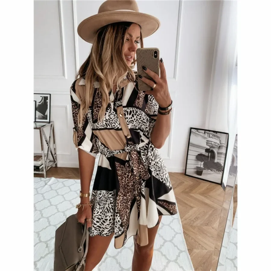 

Fashion Sexy Printed Shirt Short Dress Dress Women