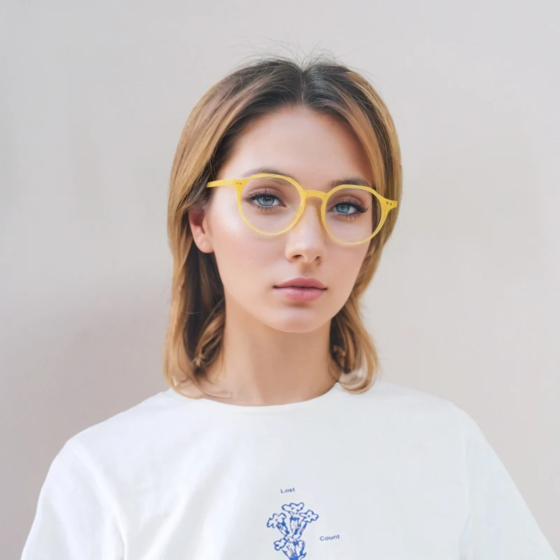 Toketorism Trendy Yellow Frame Oversized Anti Blue Glasses Woman Man Blue Light Blocking Eyeglasses