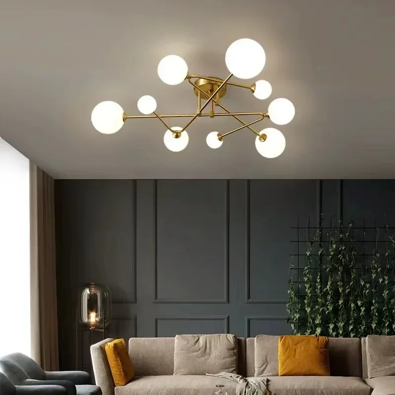 

Modern Triangle Design Led Ceiling Chandelier Glass Ball for Living Dining Table Room Sofa Corridor Home Decor Lusters Luminaire