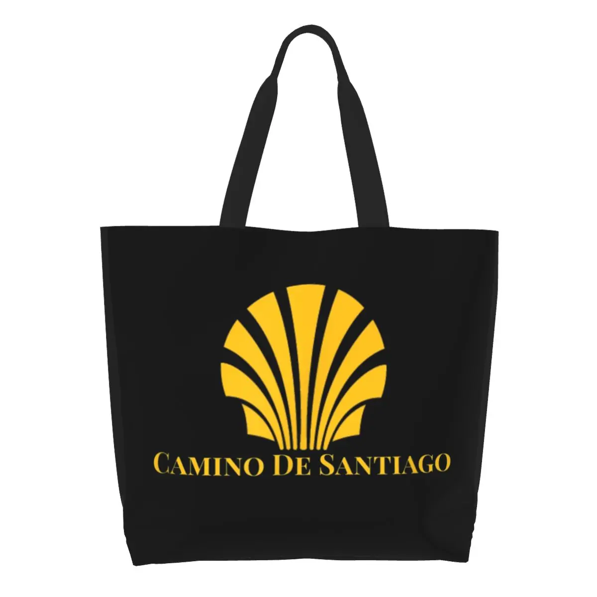 Fashion Printed Camino De Santiago Shopping Tote Bags Recycling Canvas Shoulder Shopper Scallop Shell Walk Handbag